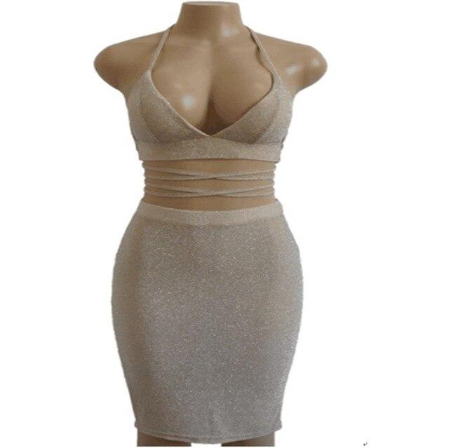 Two Pieces Bandage Backless High Waist Sleeveless Short Dress - Easy Pickins Store