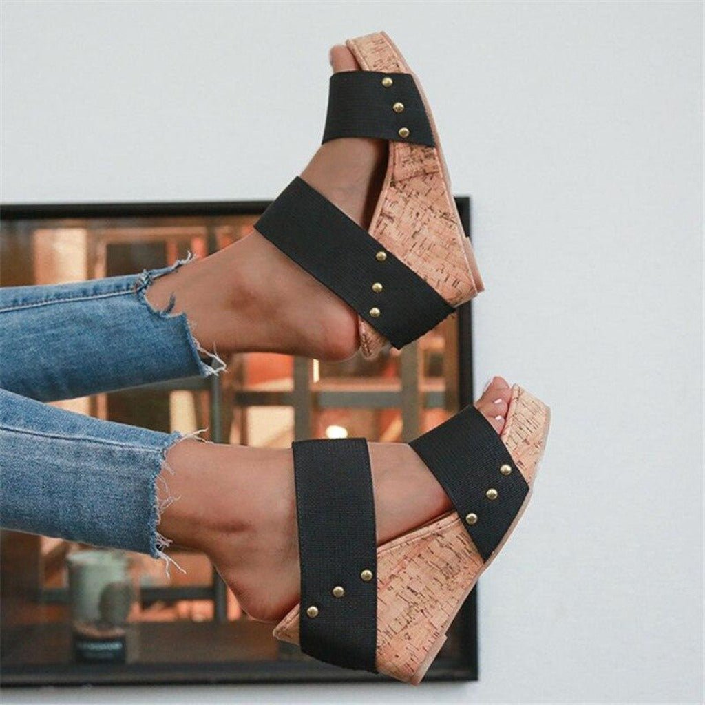 Ultra High Heel Open Toe Platform Elevator Wedges - Easy Pickins Store