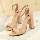 Pumps Buckle High Heels Block Plus Sizes - Easy Pickins Store