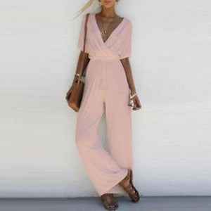 V Neck Loose Bodysuits Jumpsuits Short Sleeve - Easy Pickins Store