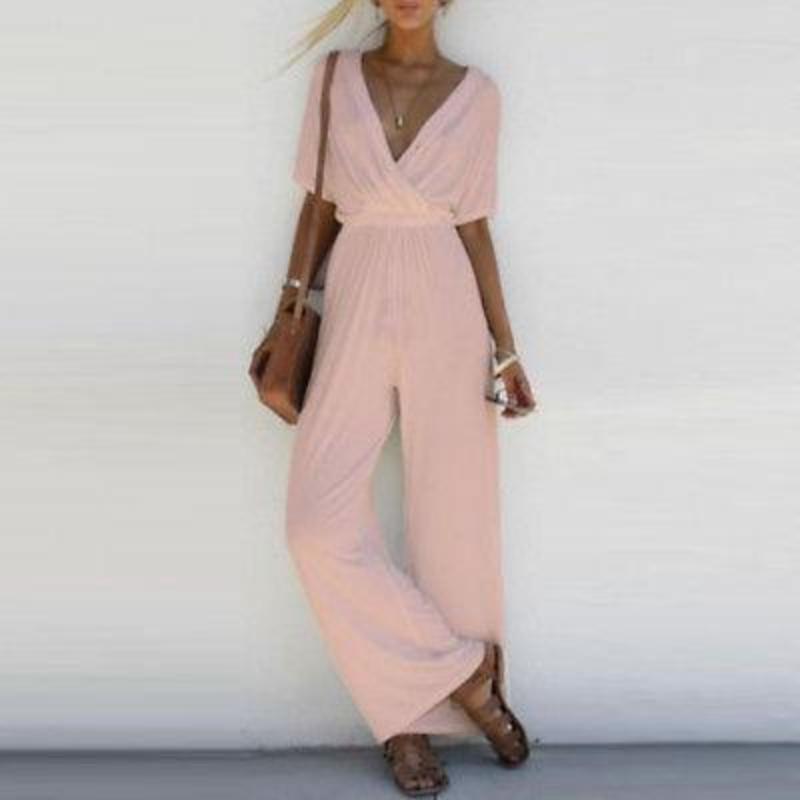 V Neck Loose Bodysuits Jumpsuits Short Sleeve - Easy Pickins Store