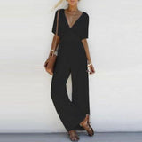 V Neck Loose Bodysuits Jumpsuits Short Sleeve - Easy Pickins Store