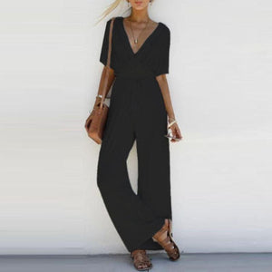 V Neck Loose Bodysuits Jumpsuits Short Sleeve - Easy Pickins Store