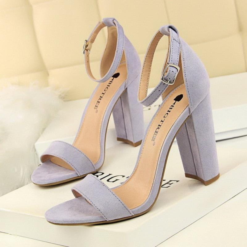 Pumps Buckle High Heels Block Plus Sizes - Easy Pickins Store