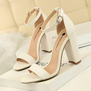 Pumps Buckle High Heels Block Plus Sizes - Easy Pickins Store