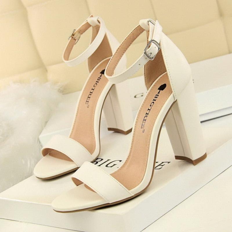 Pumps Buckle High Heels Block Plus Sizes - Easy Pickins Store