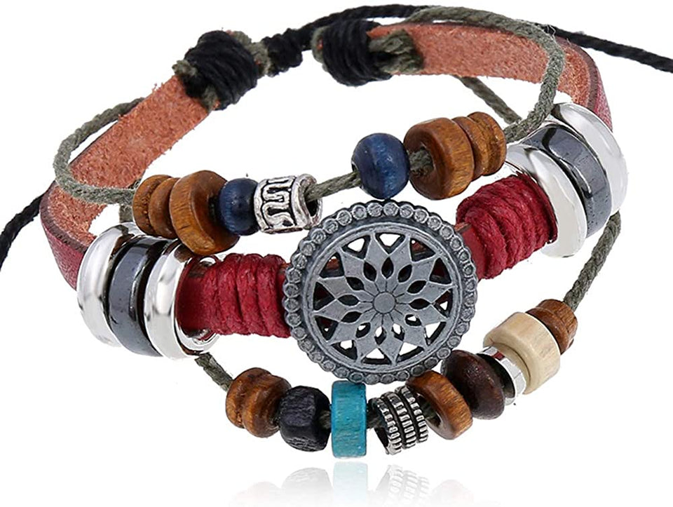 Vintage Bohemia Beaded Bracelet, Multilayer Hand Woven Wristbands, Hemp Cords Wrap Bracelet Jewelry - Easy Pickins Store