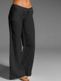 Vintage Linen Pants Long Casual Loose Wide Leg Pants Elastic Waist - Easy Pickins Store