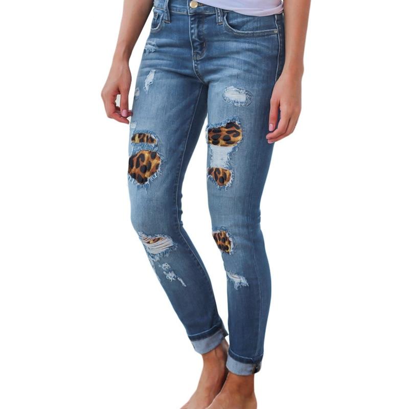 Waist Skinny Jeans Patchwork Irregular Ribbed Holes Pencil Stretch Slim Plus Sizes - Easy Pickins Store