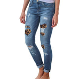 Waist Skinny Jeans Patchwork Irregular Ribbed Holes Pencil Stretch Slim Plus Sizes - Easy Pickins Store