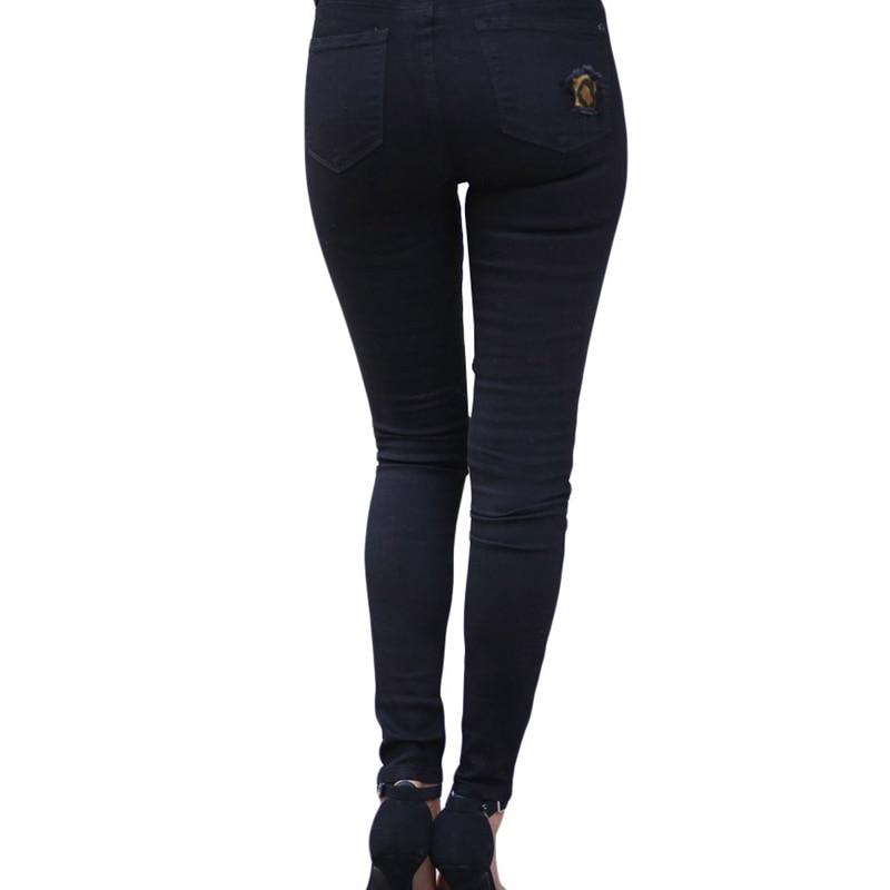 Waist Skinny Jeans Patchwork Irregular Ribbed Holes Pencil Stretch Slim Plus Sizes - Easy Pickins Store