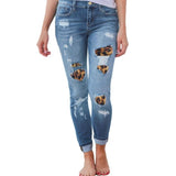 Waist Skinny Jeans Patchwork Irregular Ribbed Holes Pencil Stretch Slim Plus Sizes - Easy Pickins Store