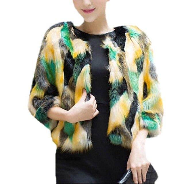Warm Colorful Faux Fur Chic Jacket Cardigan - Easy Pickins Store