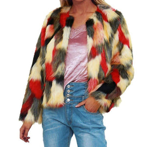 Warm Colorful Faux Fur Chic Jacket Cardigan - Easy Pickins Store