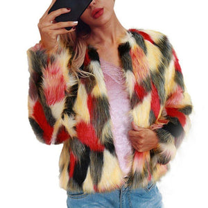 Warm Colorful Faux Fur Chic Jacket Cardigan - Easy Pickins Store