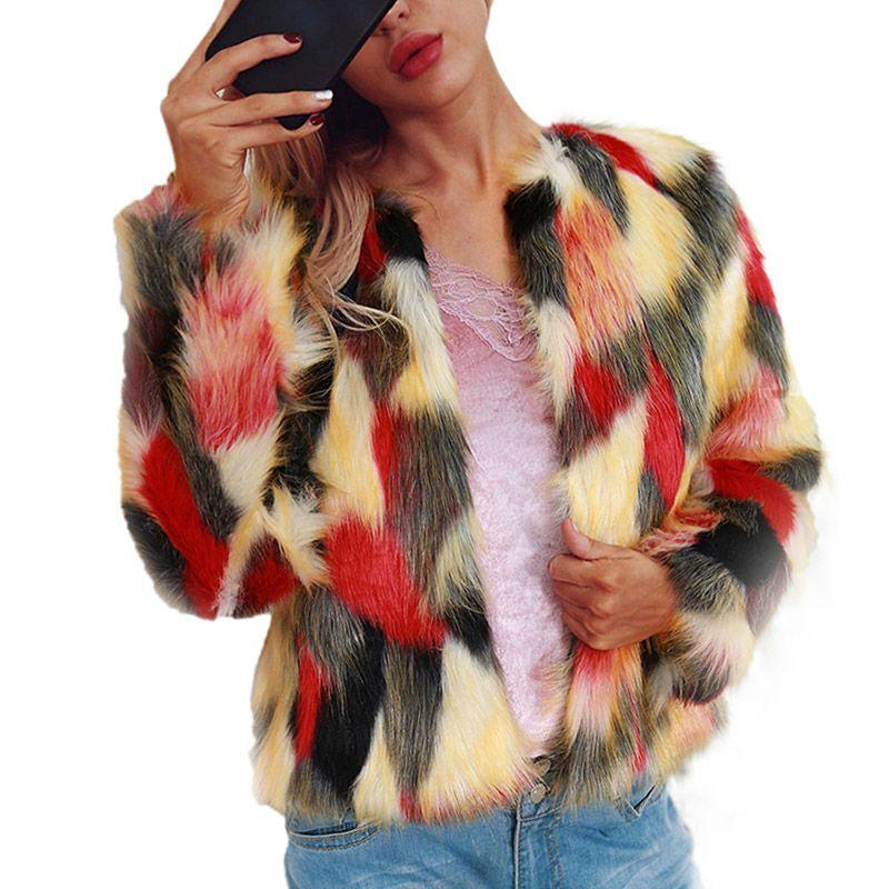 Warm Colorful Faux Fur Chic Jacket Cardigan - Easy Pickins Store