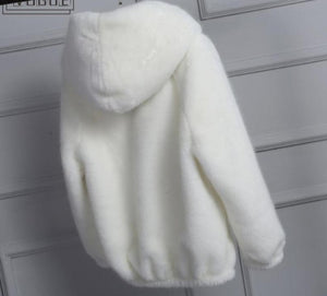 Warm Hooded Furry Faux Fur Jacket Zipper Outwear - Easy Pickins Store