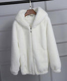 Warm Hooded Furry Faux Fur Jacket Zipper Outwear - Easy Pickins Store