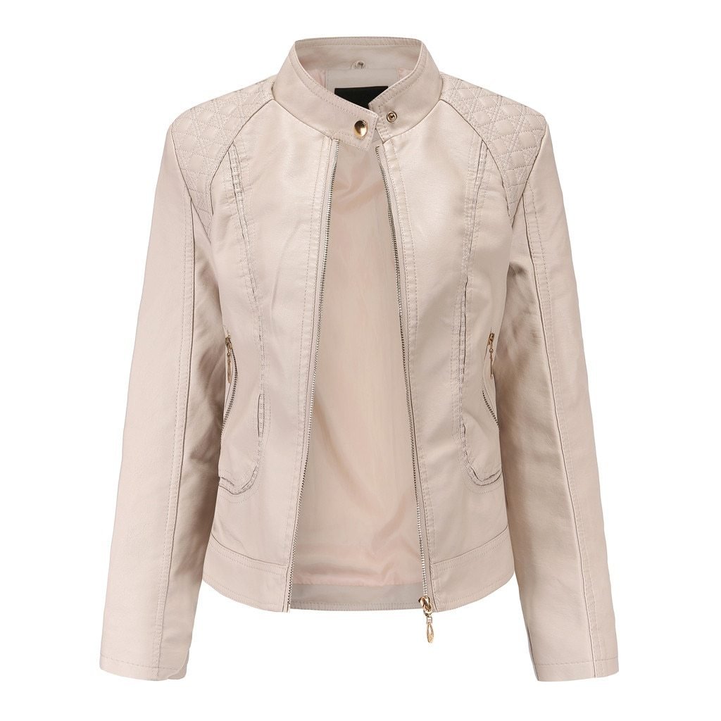 Warm Short Leather Zipper Jacket - Easy Pickins Store