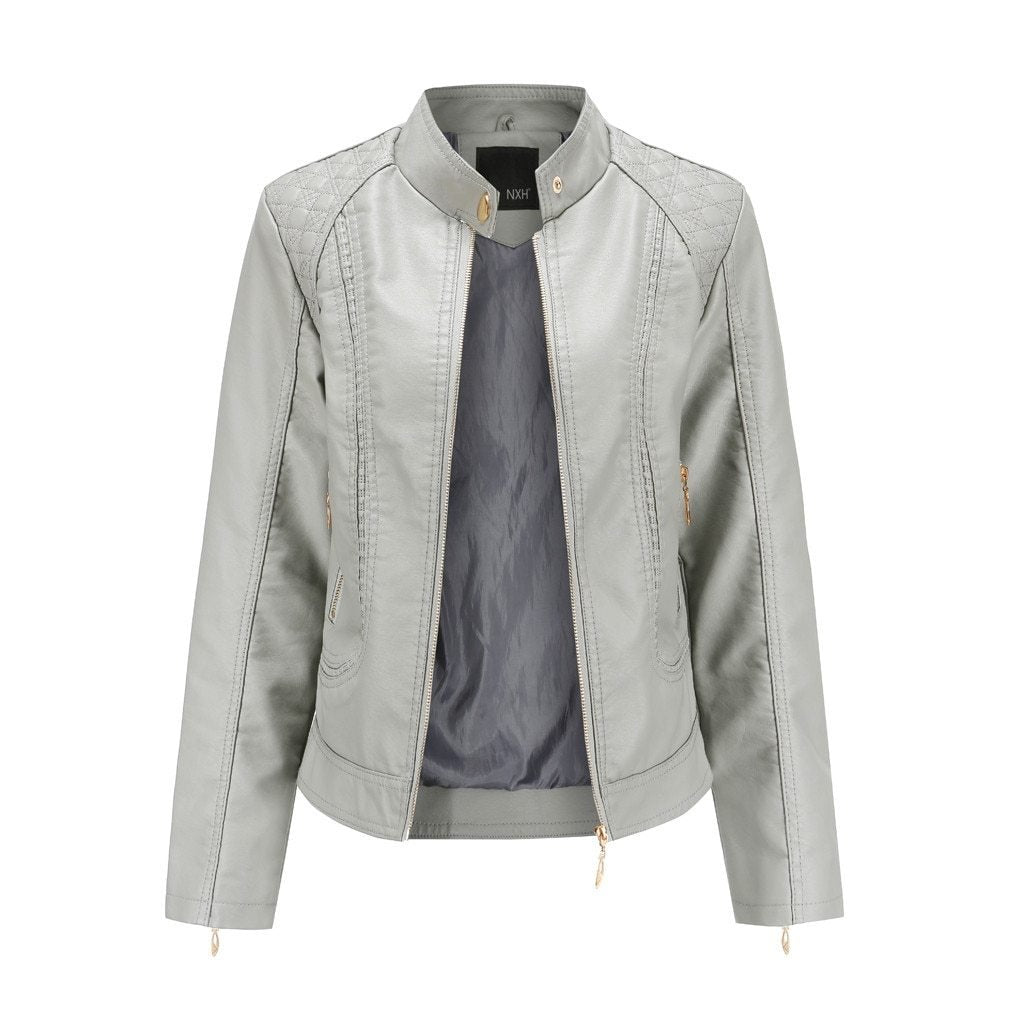 Warm Short Leather Zipper Jacket - Easy Pickins Store