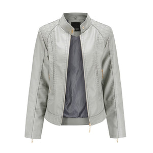 Warm Short Leather Zipper Jacket - Easy Pickins Store