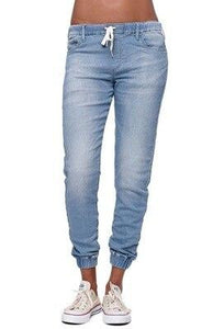 Washed Solid Drawstring Straight Jeans - Easy Pickins Store
