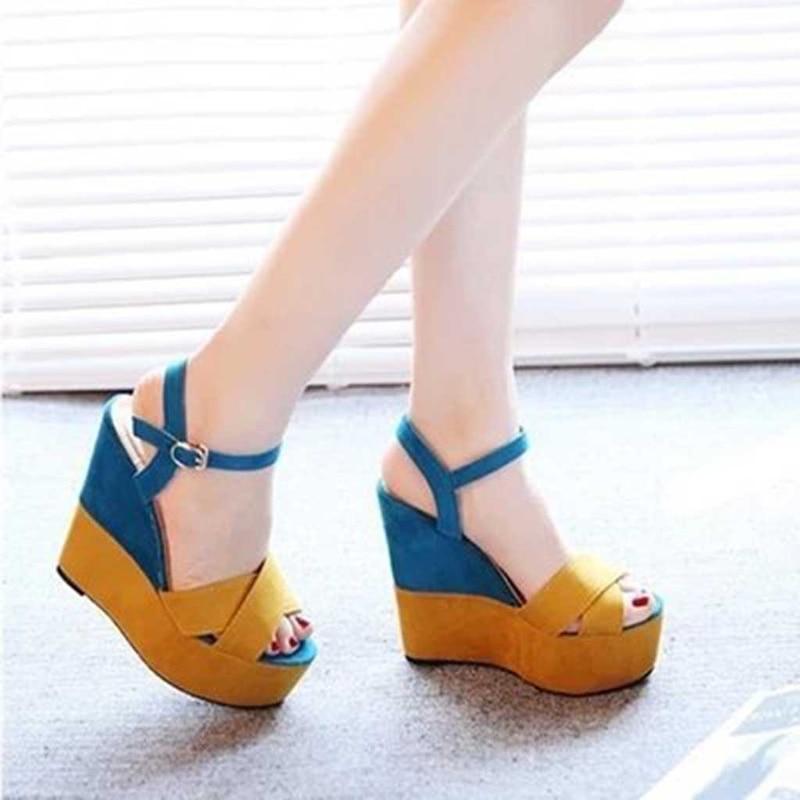 Wedges Sandals Mixed Colors Platform High Heels - Easy Pickins Store