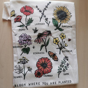 Where You Are Planted Botanical Flower Print T Shirt Cotton Sunflowers Over-sized Colorful - Easy Pickins Store