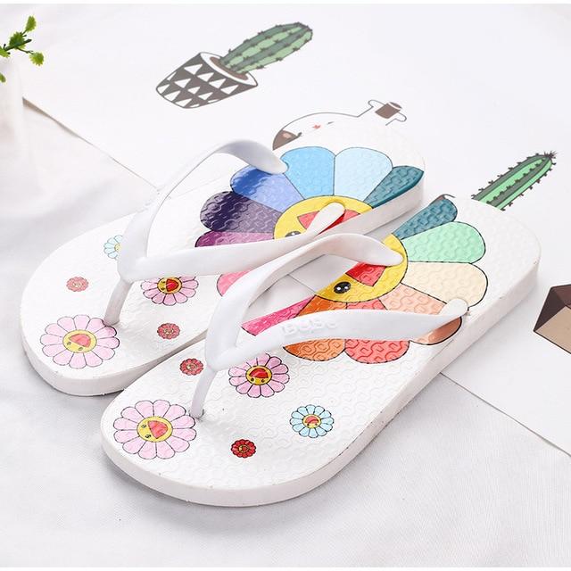 Women Cute Flat Flip Flops Soft Floral Bling Beach Sandals - Easy Pickins Store