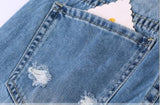 Women Denim Ripped Destroyed Slouchy Mid Waist Boyfriend Distressed Jeans - Easy Pickins Store