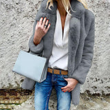 Women Faux Fur Cardigan Long Sleeve Artificial Jacket Slim - Easy Pickins Store