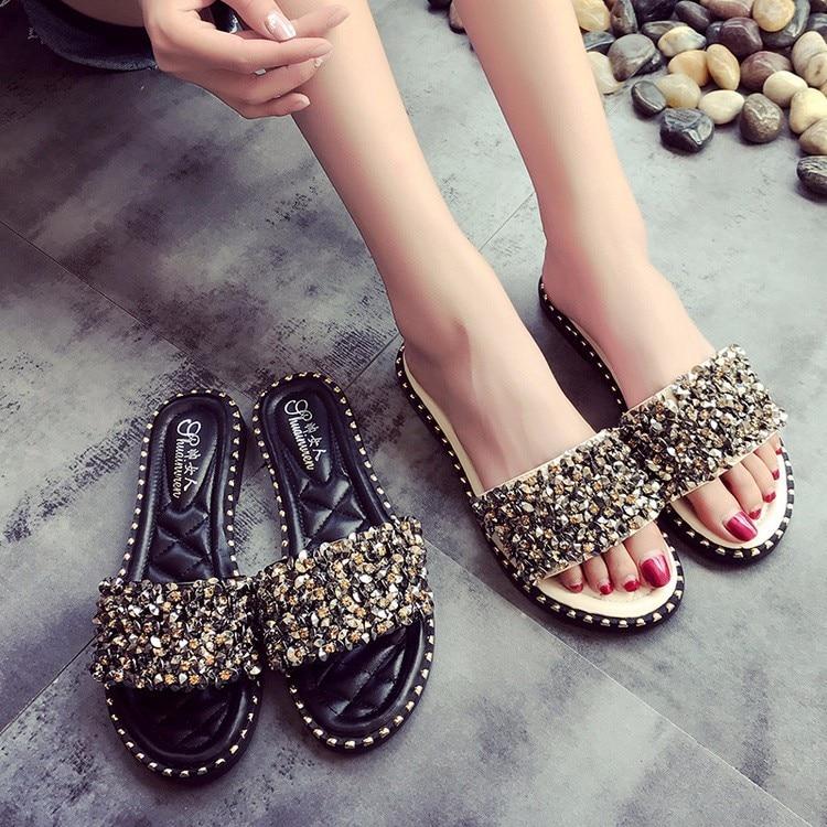 Women Flip Flops Peep Toe Glitter Platform Comfortable Summer Slippers - Easy Pickins Store