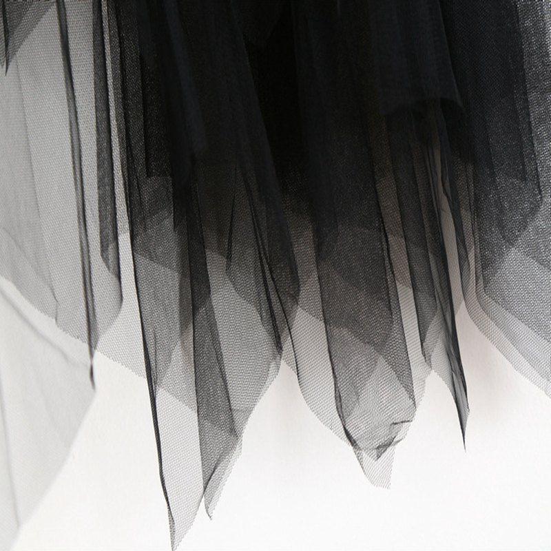 Women Irregular Hem Mesh Tutu Skirt Elastic High Waist Long Tulle Skirt - Easy Pickins Store