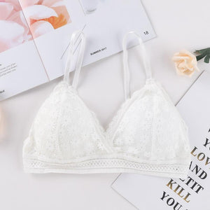 Women Lace No Steel Ring Sports Bra Beauty Back Wrapped Chest Comfortable Skin Bra Stretch Triangle Cup Chen Padded - Easy Pickins Store