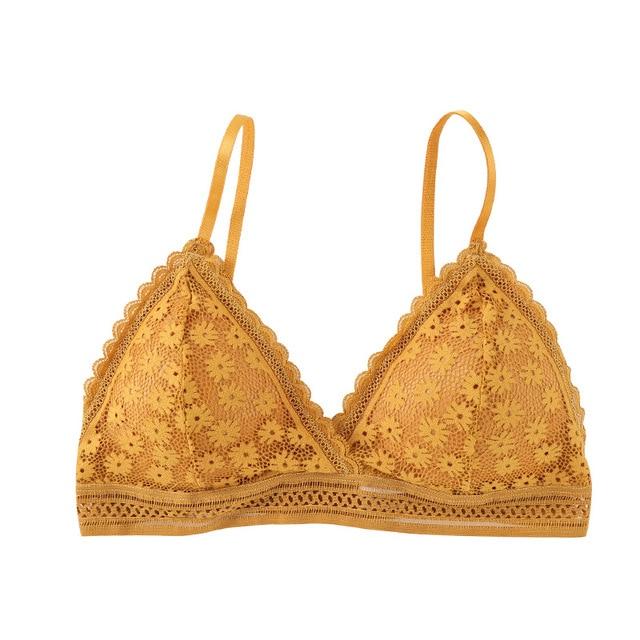 Women Lace No Steel Ring Sports Bra Beauty Back Wrapped Chest Comfortable Skin Bra Stretch Triangle Cup Chen Padded - Easy Pickins Store