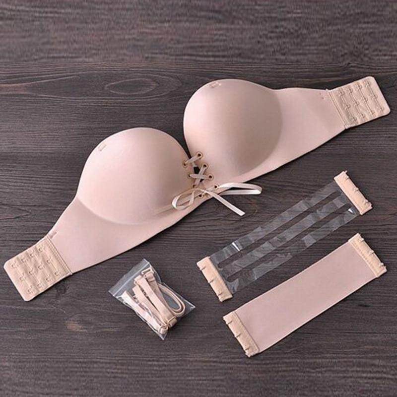Women Sexy Push up Adhesive Bra Silicone Backless Wedding Bralette Strapless Invisible Underwear Seamless Bras 1/2 Cup - Easy Pickins Store