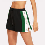 Women Shorts Summer Elastic Three Color Stitching Sports Shorts Wide Leg Casual Pants - Easy Pickins Store