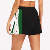 Women Shorts Summer Elastic Three Color Stitching Sports Shorts Wide Leg Casual Pants - Easy Pickins Store