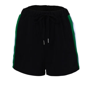 Women Shorts Summer Elastic Three Color Stitching Sports Shorts Wide Leg Casual Pants - Easy Pickins Store