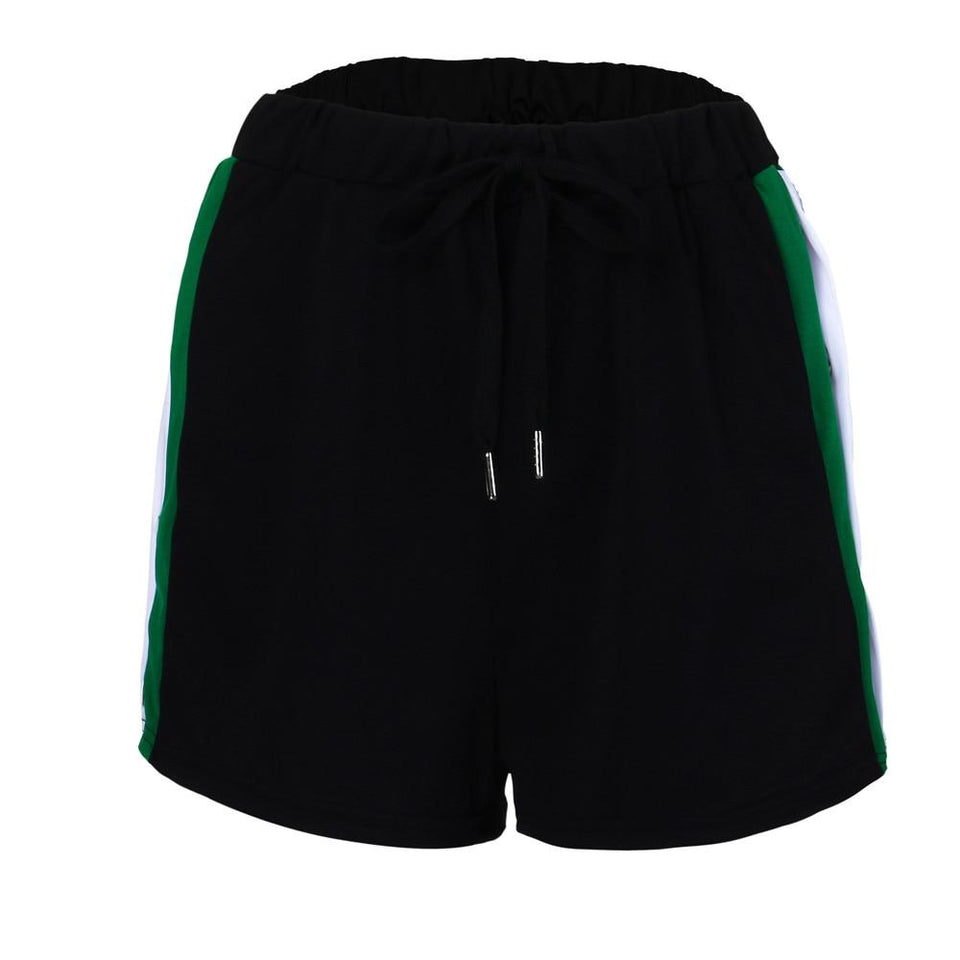 Women Shorts Summer Elastic Three Color Stitching Sports Shorts Wide Leg Casual Pants - Easy Pickins Store