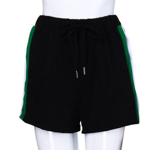 Women Shorts Summer Elastic Three Color Stitching Sports Shorts Wide Leg Casual Pants - Easy Pickins Store