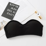 Women Solid Cotton Tube Tops Back Closure Strapless Bra Top Push Up Padded Seamless Underwear Breathable Tops Female Wrap Top - Easy Pickins Store