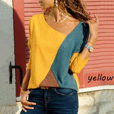 Women Spliced Colour T shirt for Ladies with Long Sleeves|T-Shirts - Easy Pickins Store