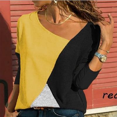 Women Spliced Colour T shirt for Ladies with Long Sleeves|T-Shirts - Easy Pickins Store