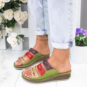 Women summer sandals open toe outdoor slippers slides gladiator wedge - Easy Pickins Store