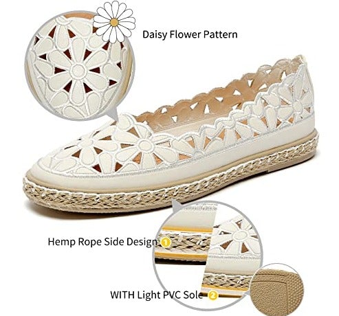 Women’s Ballet Flat Daisy Round Toe Slip On Rope Loafer - Easy Pickins Store