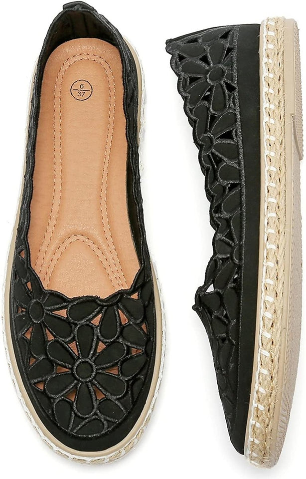 Women’s Ballet Flat Daisy Round Toe Slip On Rope Loafers - Easy Pickins Store