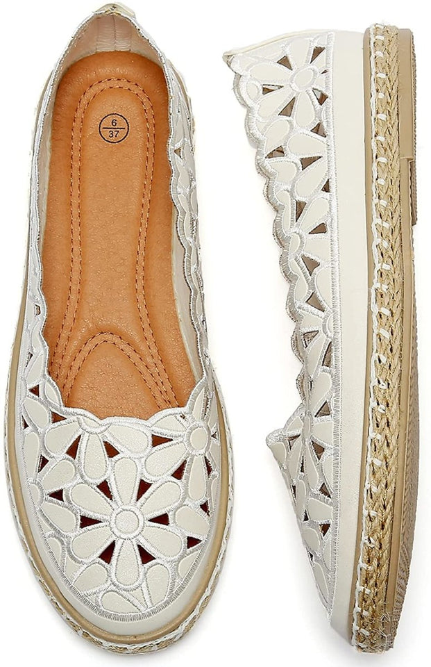 Women’s Ballet Flat Daisy Round Toe Slip On Rope Loafers - Easy Pickins Store