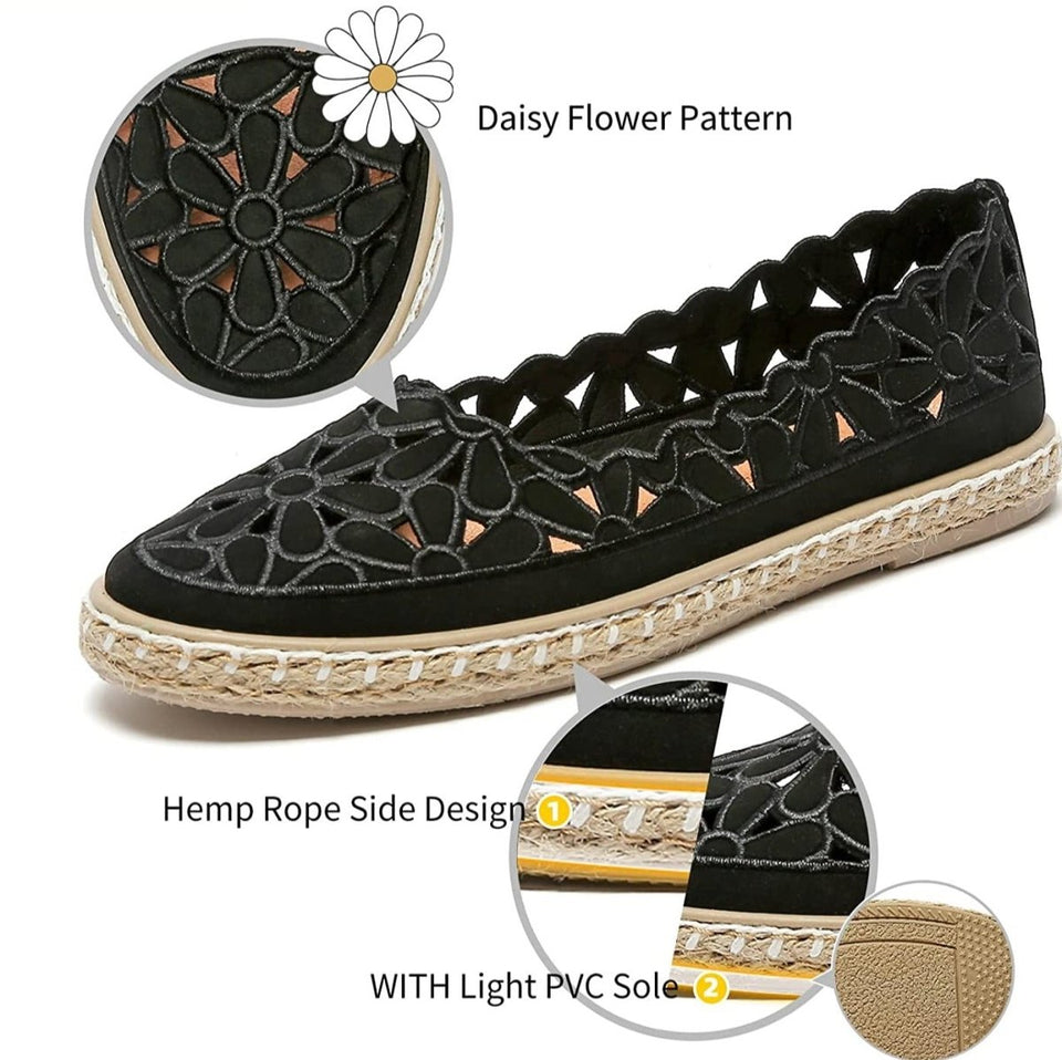 Women’s Ballet Flat Daisy Round Toe Slip On Rope Loafers - Easy Pickins Store