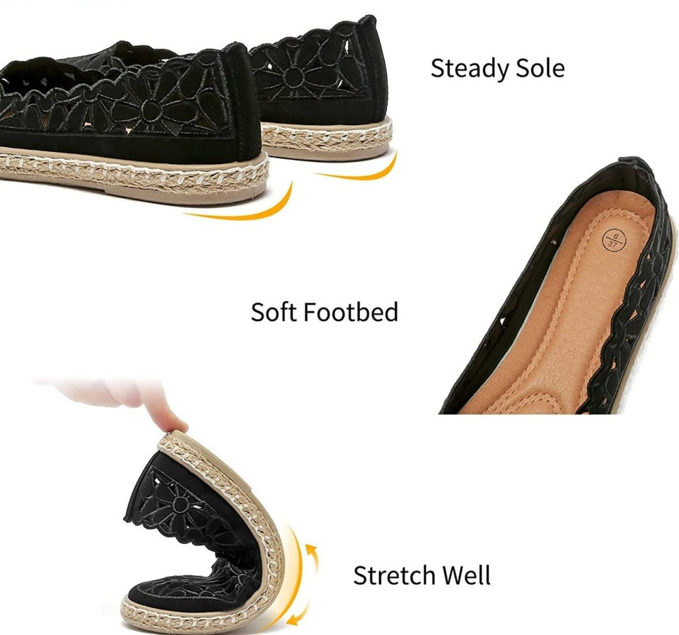 Women’s Ballet Flat Daisy Round Toe Slip On Rope Loafers - Easy Pickins Store